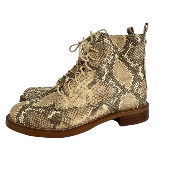 Sam Edelman Nina Snake Print Combat Boots Size 8 Bootie Ankle Zip Close - Picture 1 of 14